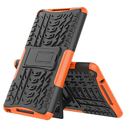 Coque en TPU modèle de pneu cool avec béquille noir/orange pour votre Huawei MediaPad M5 Lite 8