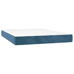 Maison Chic Lit Adulte - Lit simple Lit à sommier tapissier et matelas moelleux - Meuble de Chambre - Bleu foncé 140x200cm Velours -MN87999 pas cher