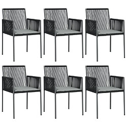 Maison Chic Lot de 6 Chaises de jardin,Fauteuil d'extérieur et coussins noir 54x60,5x83,5 cm -MN68433