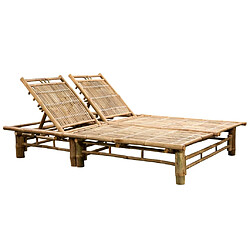 Maison Chic Chaise longue | Transat Bain de soleil pour 2 personnes avec coussins Bambou -GKD19771