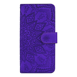 Wewoo Coque Étui en cuir estampé à double rabat avec motif pour mollet et fentes cartes de visite / portefeuille iPhone 11 Pro 5.8 pouces Violet