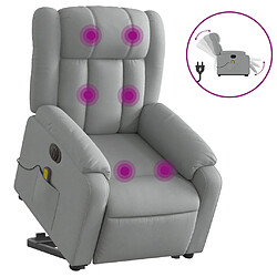 vidaXL Fauteuil inclinable de massage électrique Gris clair Tissu