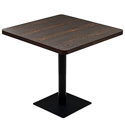 vidaXL Table de bistro MDF et acier Carré 80 x 80 x 75 cm Frêne foncé