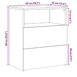 vidaXL Table de chevet chêne artisanal 50x32x60 cm bois d'ingénierie pas cher