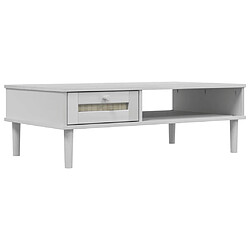 Maison Chic Table basse,Table Console Table d'appoint, Table pour salon SENJA aspect rotin blanc 100x55x33 cm bois massif -MN80563