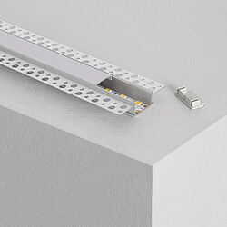 Ledkia Profilé Aluminium Intégration dans Plâtre / Placo pour Double Ruban LED Jusqu'à 20mm Capot translucide 10 m