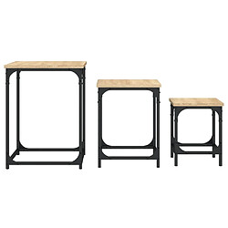 Maison Chic Lot de 3 Tables basses gigognes pour salon | Table à café chêne sonoma bois d'ingénierie -GKD53141 pas cher