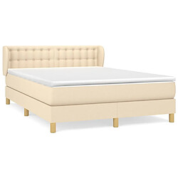 Maison Chic Lit Adulte - Lit simple Lit à sommier tapissier avec matelas moelleux - Meuble de Chambre - Crème 140x200 cm Tissu -MN32548