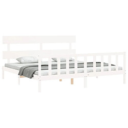 Acheter Maison Chic Lit Super King - Cadre de lit avec tête de lit blanc bois massif -MN16549