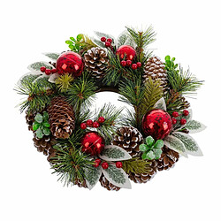 BigBuy Christmas Couronne de Noël Rouge Vert Multicouleur Plastique Foam Ananas 30 x 30 cm