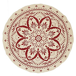 Toilinux Tapis rond imprimé mandala - Diamètre 120 cm - Terracotta