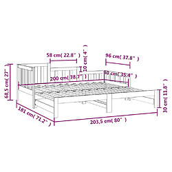 vidaXL Lit coulissant sans matelas 2x(90x200) cm Bois de pin massif pas cher