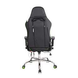 Acheter Decoshop26 Fauteuil de bureau gamer design sportif fonction de massage chauffant avec coussins en PVC noir / vert 10_0002532