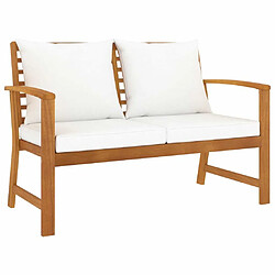 Maison Chic Banc de jardin | Banquette de jardin | Chaise Relax avec coussin crème 120 cm Bois solide d'acacia -MN37076