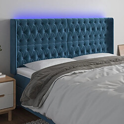 vidaXL Tête de lit à LED Bleu foncé 203x16x118/128 cm Velours