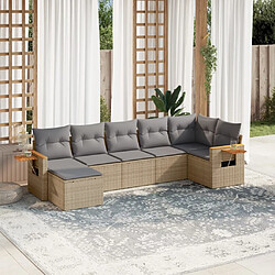 vidaXL Salon de jardin avec coussins 7 pcs beige résine tressée