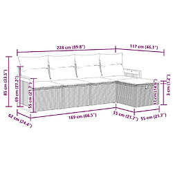 vidaXL Salon de jardin 5 pcs avec coussins noir résine tressée pas cher