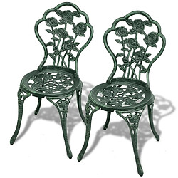 Maison Chic Jeu de bistro 3 pcs,Mobilier d'extérieur,table de bistro et chaises Aluminium coulé Vert -GKD143244 pas cher