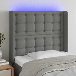 Maison Chic Tête de lit scandinave à LED,meuble de chambre Gris foncé 83x16x118/128 cm Tissu -MN20613