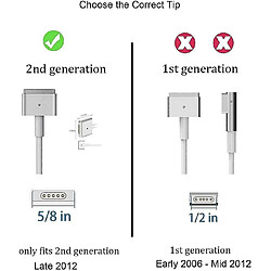 Universal Adaptateur d'alimentation Magsafe 2 60W pour Apple, chargeur d'alimentation T-TIP AC 60W pas cher