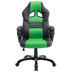 Decoshop26 Fauteuil de bureau gaming sur roulettes mécanisme d'inclinaison en PVC noir / vert et plastique 10_0002598