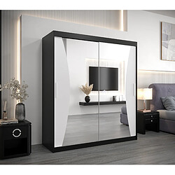 Abiks Meble Armoire MONACO À Portes Coulissantes 200/180/62 2 Portes (Noir/Blanc)