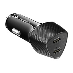 Chargeur Voiture Double USB-C 40W Power Delivery Elégant Forcell Noir Carbone