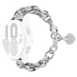 Bracelet en métal avec pendentif coeur, argent pour votre Huawei Watch GT3 42mm/Samsung Galaxy Watch 4/4 Classic 20mm