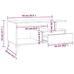 vidaXL Table basse Gris béton 90x49x45 cm Bois d'ingénierie pas cher