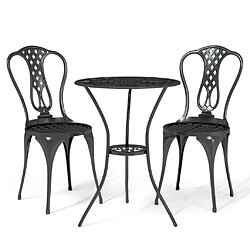 vidaXL Ensemble de bistro 3 pcs Aluminium coulé Noir