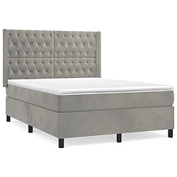 Maison Chic Lit Adulte - Lit simple Lit à sommier tapissier et matelas moelleux - Meuble de Chambre - Gris clair 140x200cm Velours -MN47197