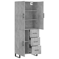 Avis vidaXL Buffet haut Gris béton 69,5x34x180 cm Bois d'ingénierie