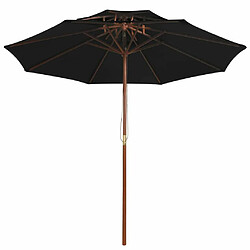 Maison Chic Parasol Jardin | Parasol double avec mat en bois Noir 270 cm - GKD49598