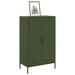 Avis vidaXL Buffet haut vert olive 68x39x113 cm acier