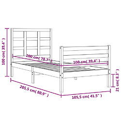 vidaXL Cadre de lit sans matelas blanc 100x200 cm bois massif pas cher