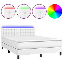 vidaXL Sommier à lattes de lit avec matelas et LED Blanc 140x190 cm