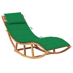 Helloshop26 Transat chaise longue bain de soleil lit de jardin terrasse meuble d'extérieur à bascule 180 cm avec coussin bois de teck solide 02_0012957