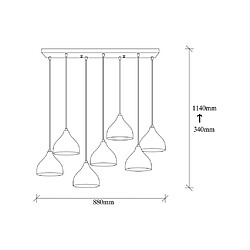 Vente-Unique Lustre en métal à hauteur réglable - 7 abat-jours - L. 88 x H. 114 cm - Doré et noir - SONITI pas cher