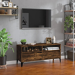 Maison Chic Meuble TV scandinave - Banc TV pour salon chêne fumé 100x34,5x44,5 cm bois d'ingénierie -MN43285