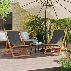 Maison Chic Lot de 2 Chaises de plage pliables | Chaises Relax d'extérieur gris tissu -GKD14552