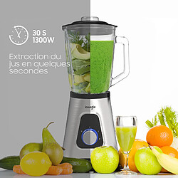 Iceagle Blender Mixeur 1300W - 2-in-1 Blender Multifonctions pour Smoothie, Bol verre 1,5 L & Tasse 600ml, Ice-Crush, 2 Vitesse