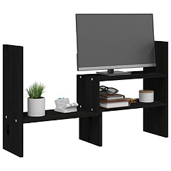 Avis vidaXL Support pour moniteur Noir (39-72)x17x43 cm Bois de pin solide