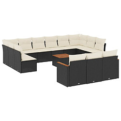 Maison Chic Salon de jardin avec coussins 14 pcs | Ensemble de Table et chaises | Mobilier d'Extérieur noir résine tressée -GKD17731