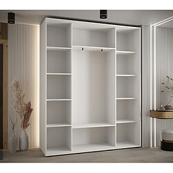 Avis Abiks Meble Armoire à portes coulissantes Davos 2 H235.2 x L200 x P45 3 portes coulissante (Blanc/Blanc/Or)