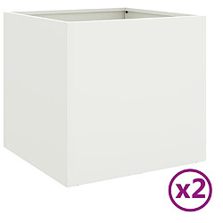 Maison Chic Lot de 2 Jardinières,Bac à fleurs - pot de fleur blanc 42x40x39 cm acier laminé à froid -GKD81638