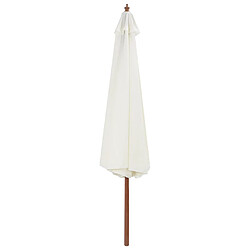 Helloshop26 Parasol avec mât en bois 350 cm blanc sable 02_0008127