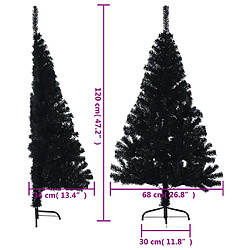 vidaXL Demi sapin de Noël artificiel avec support Noir 120 cm PVC pas cher