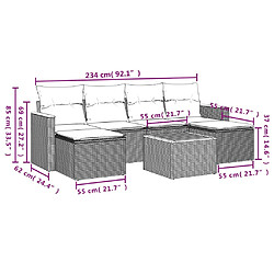 Avis vidaXL Salon de jardin avec coussins 7 pcs gris résine tressée