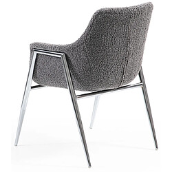 Acheter Vivenla Chaise salle à manger design revêtement en tissu bouclette gris clair avec piètement en acier argenté L. 60 x P. 60 x H. 84 cm collection METZ