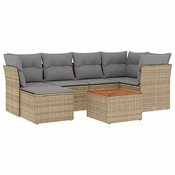 vidaXL Salon de jardin avec coussins 7pcs mélange beige résine tressée